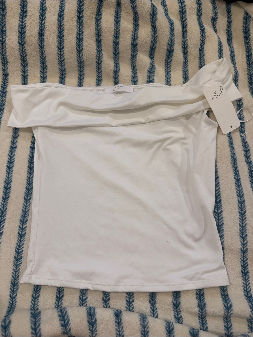 Women's Off-Shoulder White Fold-Over Camisole